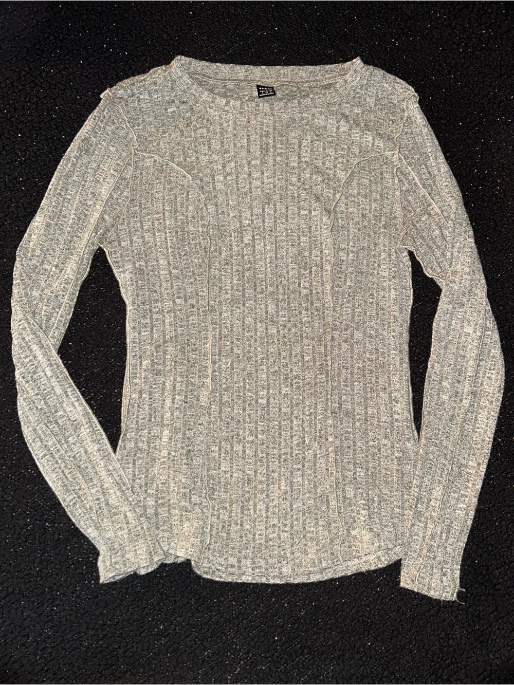 Brown Ribbed Long Sleeve Top